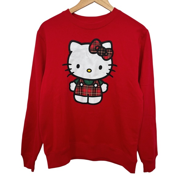 NWT Hello Kitty Holiday Christmas Sweatshirt Plaid Women's Large - Picture 1 of 9